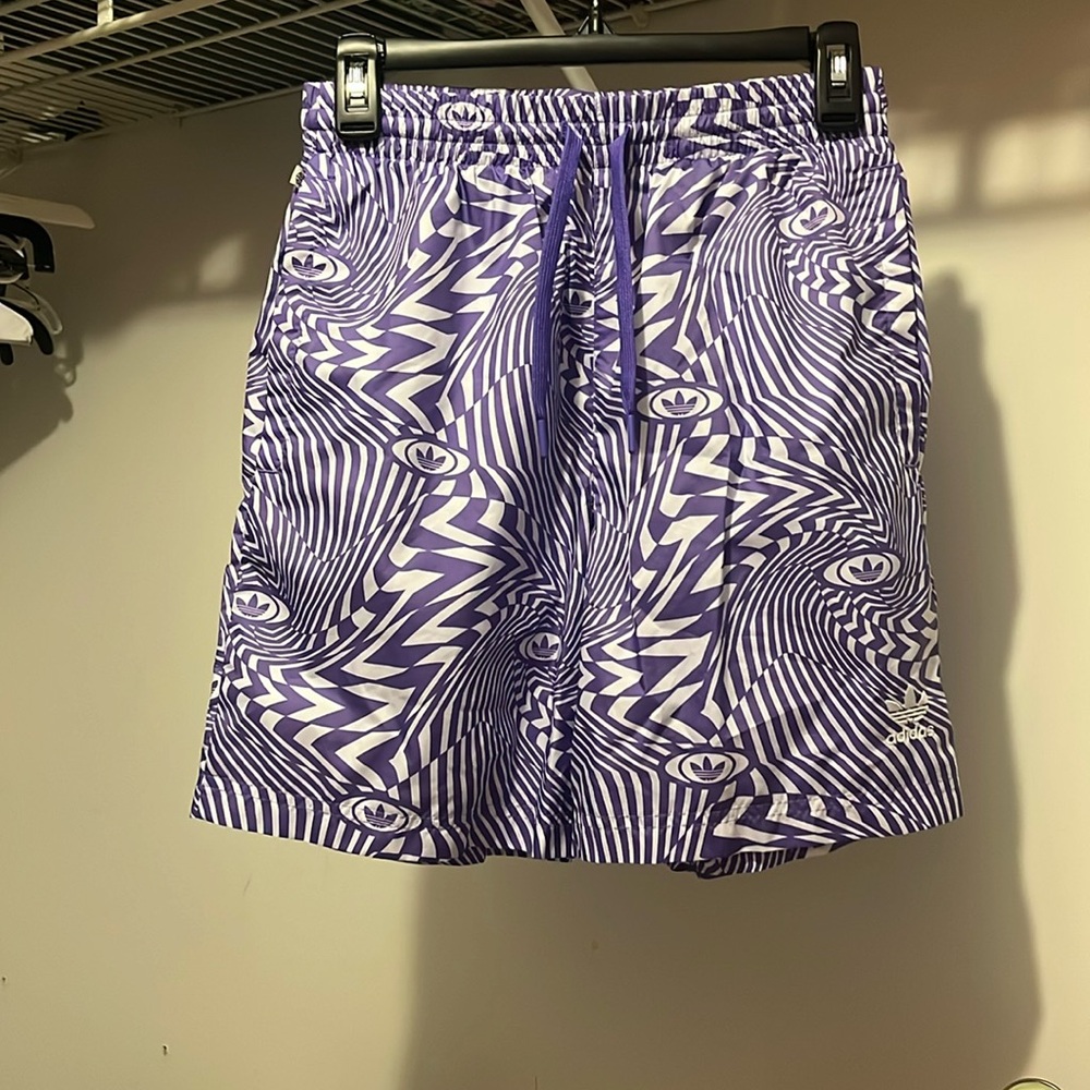 White and Purple Adidas shorts Size Small
